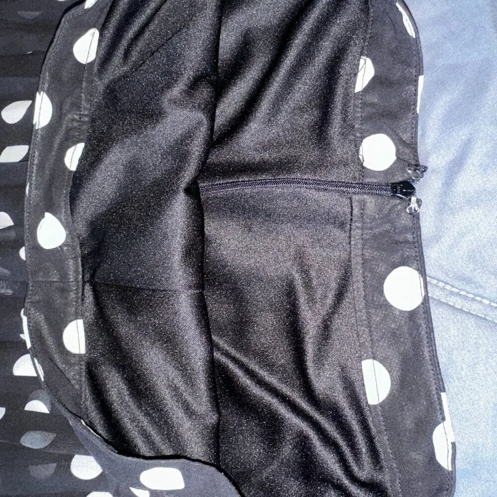 Black & White Pleated Polka Dot Women's Mini Skirt Downeast Large - Picture 6 of 10